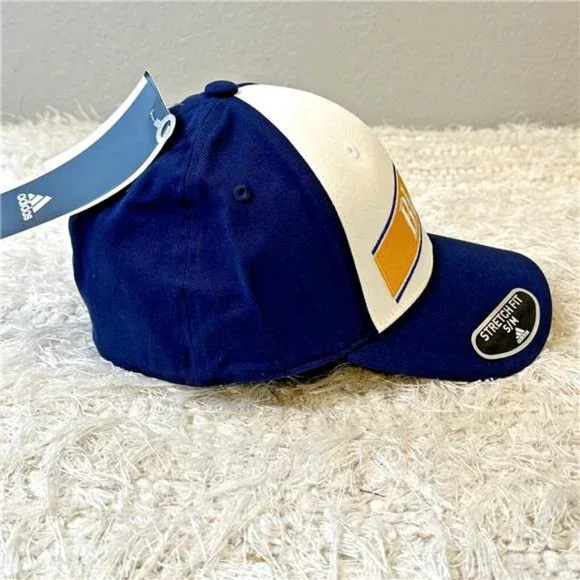 NEW NHL Hockey St. Louis Blues adidas Local Coach Flex S/M White and Blue Hat - Picture 7 of 10